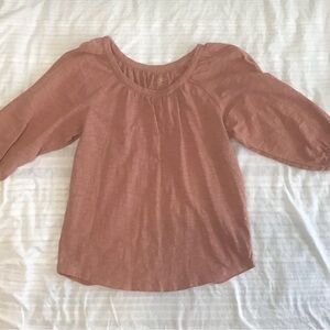 LOFT Blush Pink Blouse Puff 3/4 Sleeve, Boho Size